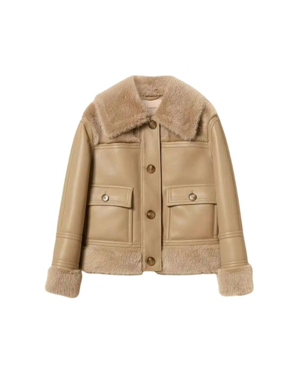 Twinset Natural Faux Fur & Shearling Jackets