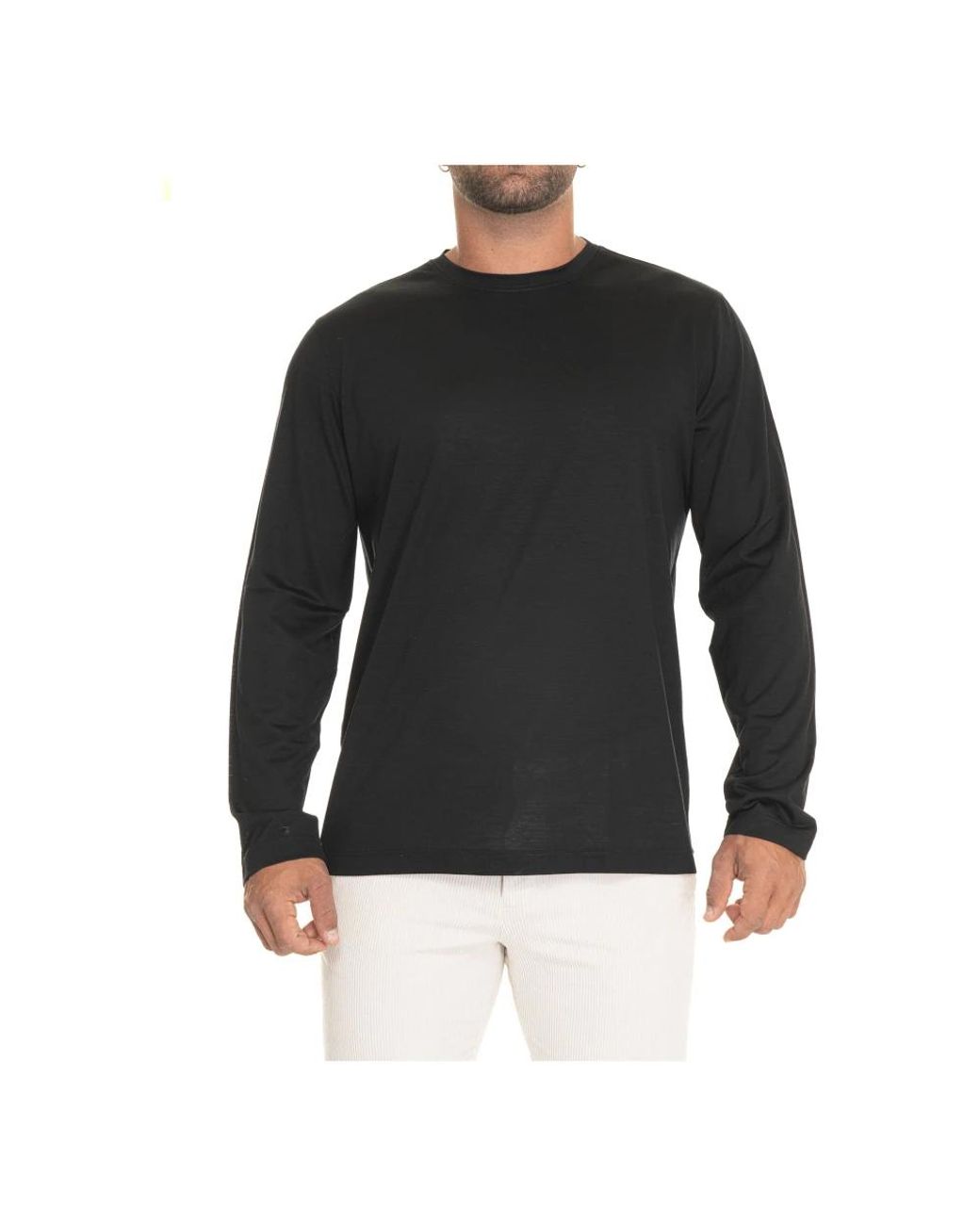 Gran Sasso Black Long Sleeve T-Shirts for men
