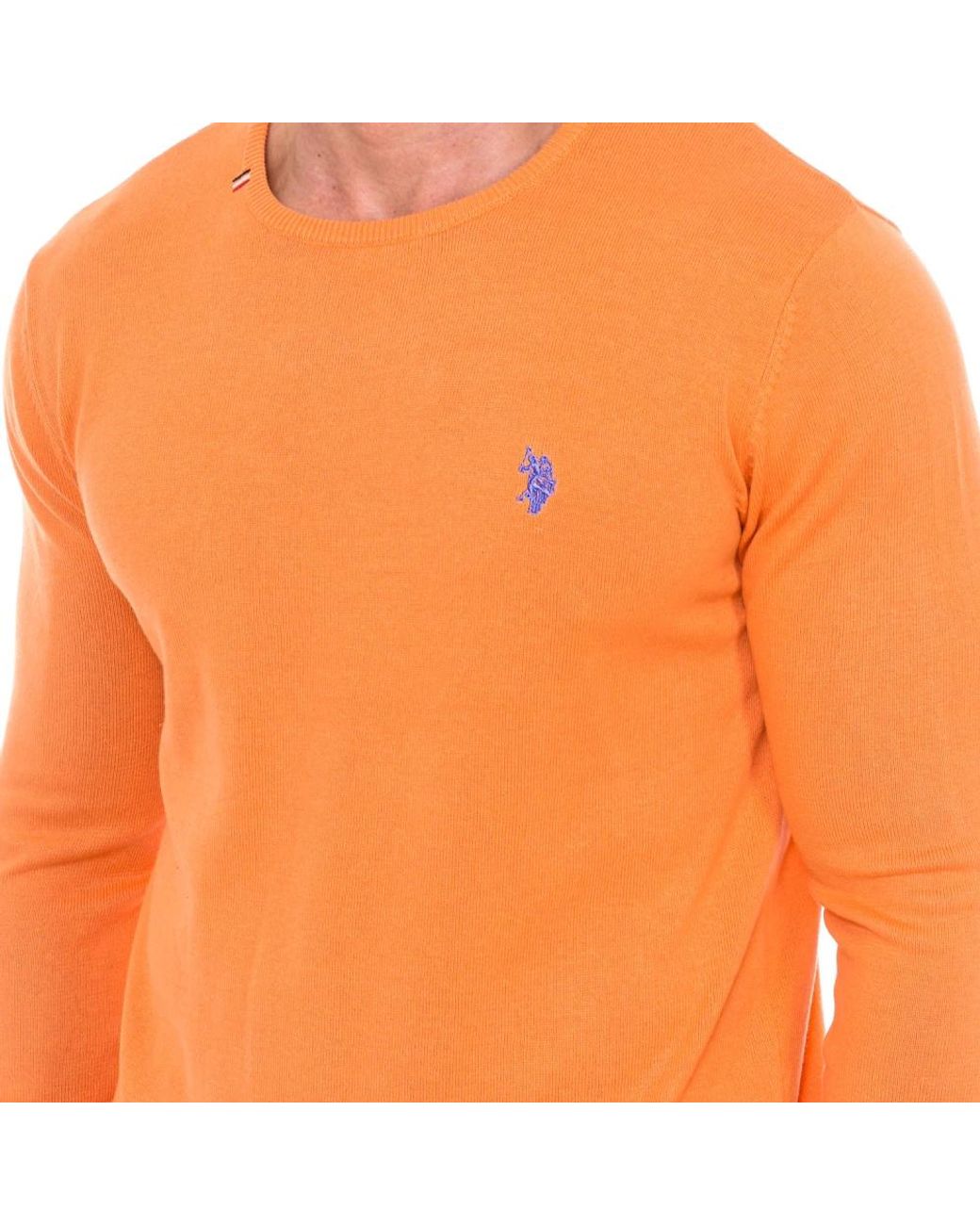 U.S. POLO ASSN. Orange Round-Neck Knitwear for men