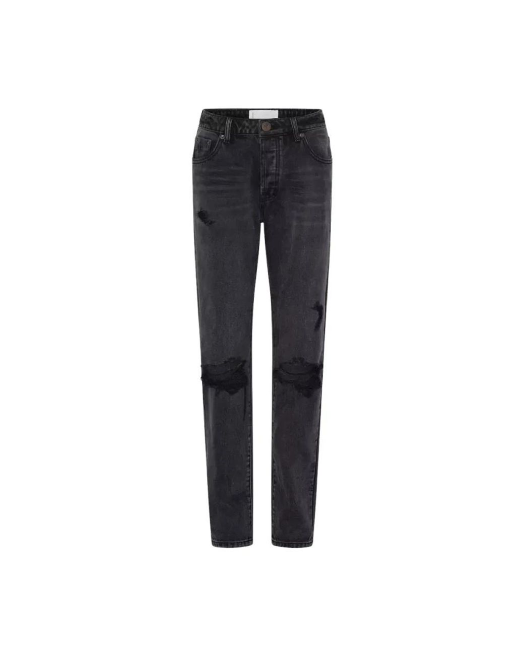 One Teaspoon Jeans ,Zwart ,Katoen Zwarte Truckers Mid Waist Jeans in het Blue