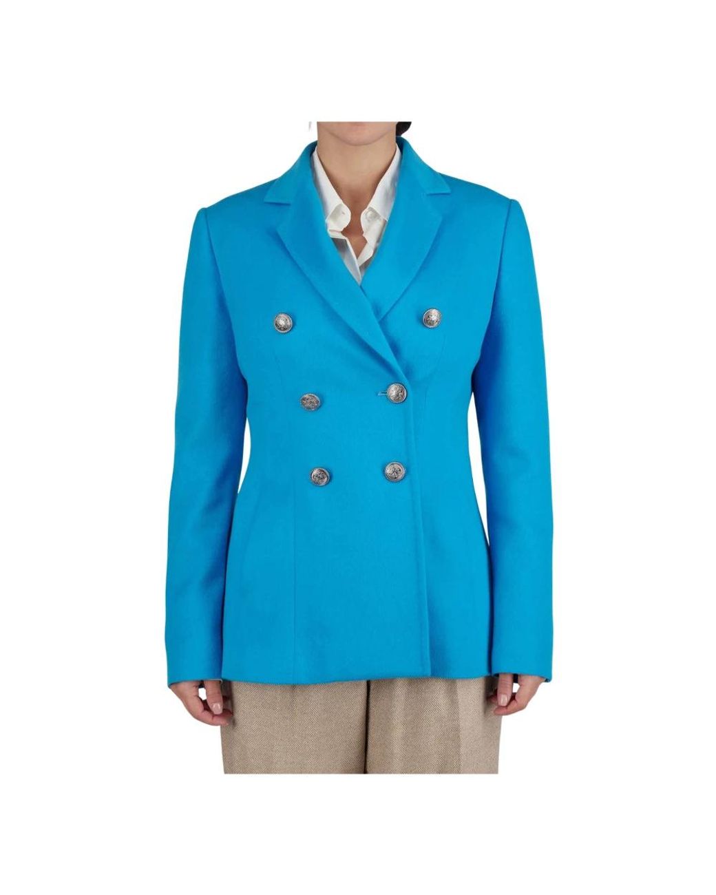 Kiton Double-Breasted Cashmere Blazer in het Blue