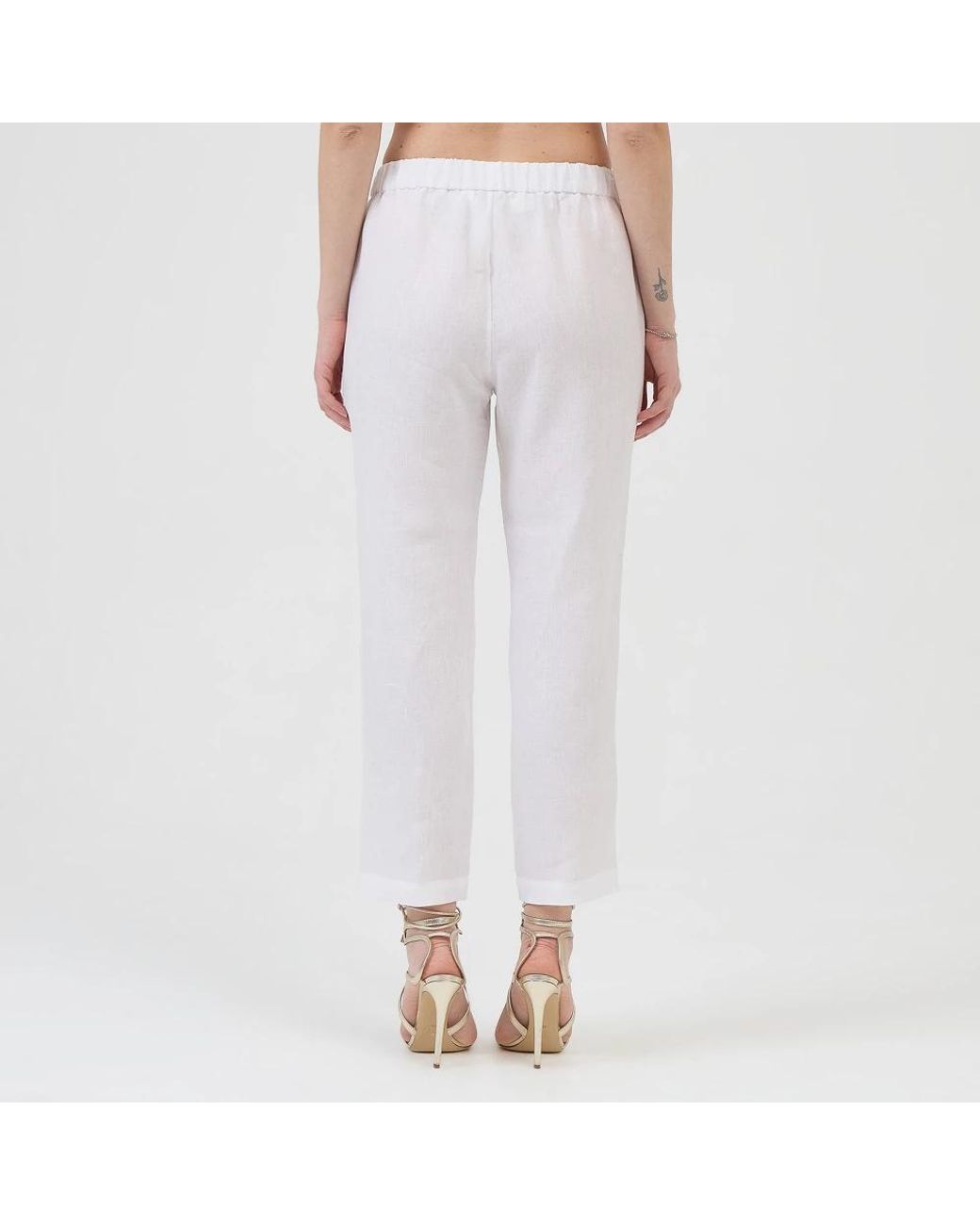 Le Tricot Perugia White Straight Trousers