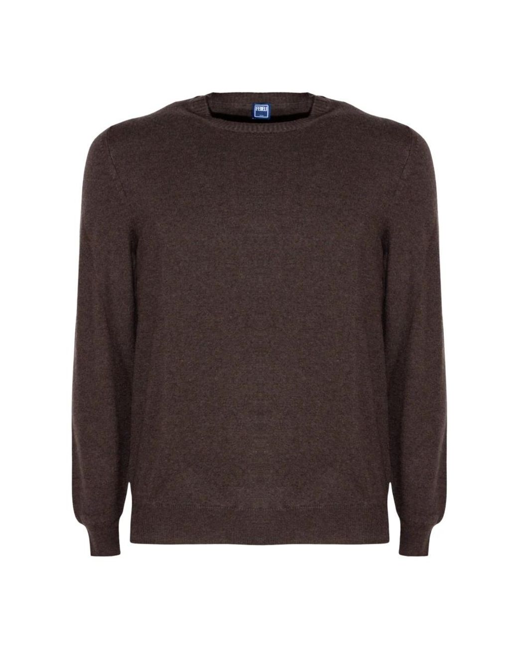 Fedeli Brown Round-Neck Knitwear for men