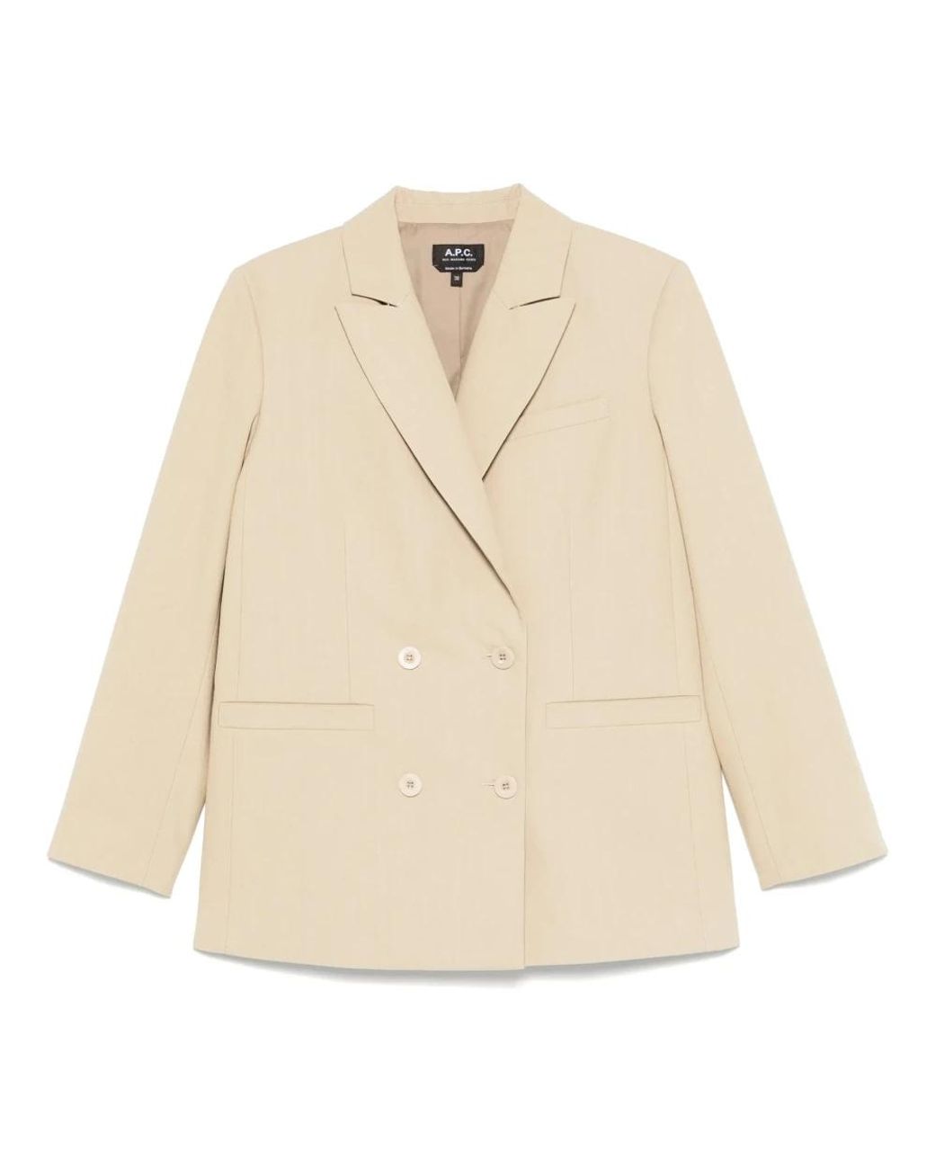 A.P.C. Jassen ,Katoen Double Breasted Lucy Blazer in het Natural