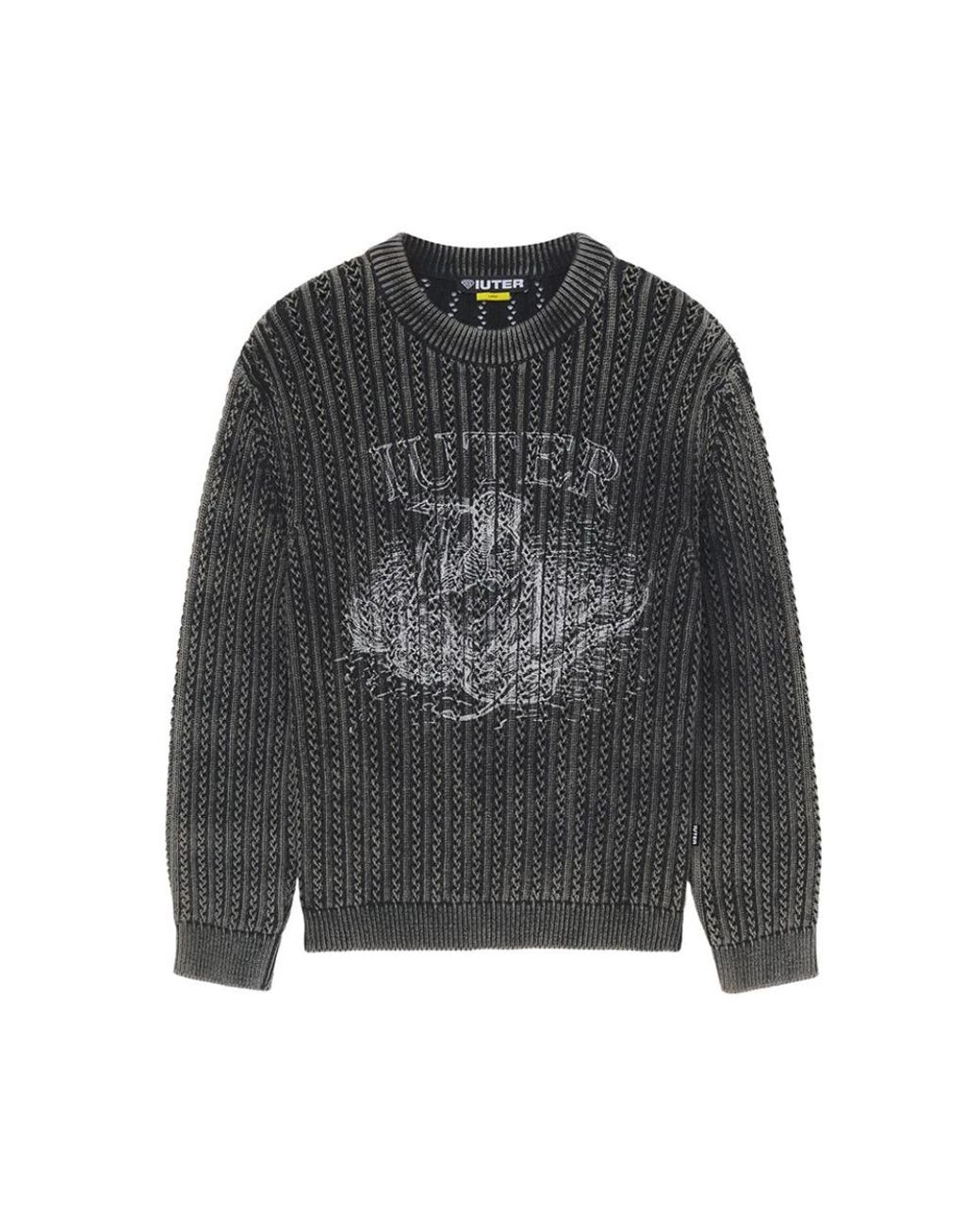 Iuter Gray Round-Neck Knitwear for men