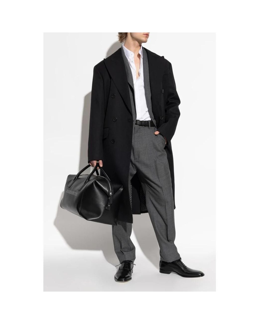 Double-Breasted Coats di DSquared² in Black da Uomo