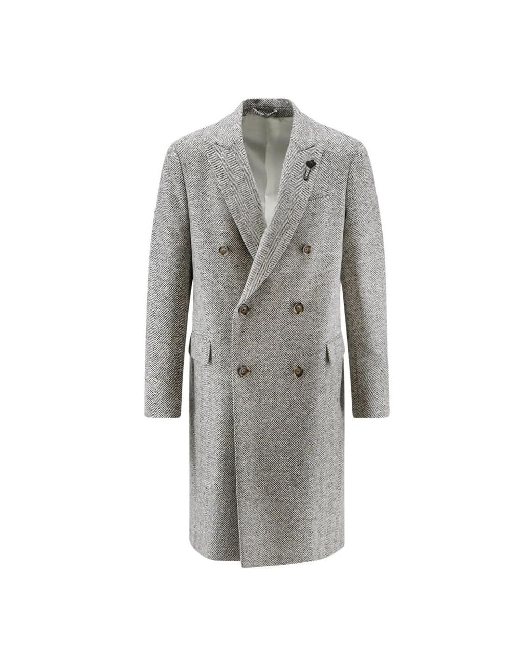 Lardini Gray Double-Breasted Coats for men