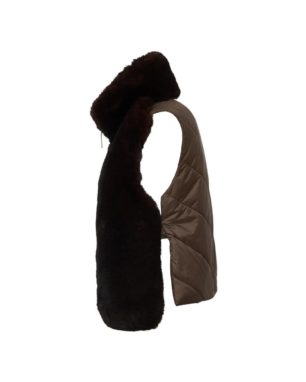 Woolrich Black Hybrid Synthetic Fur Quilted Vest