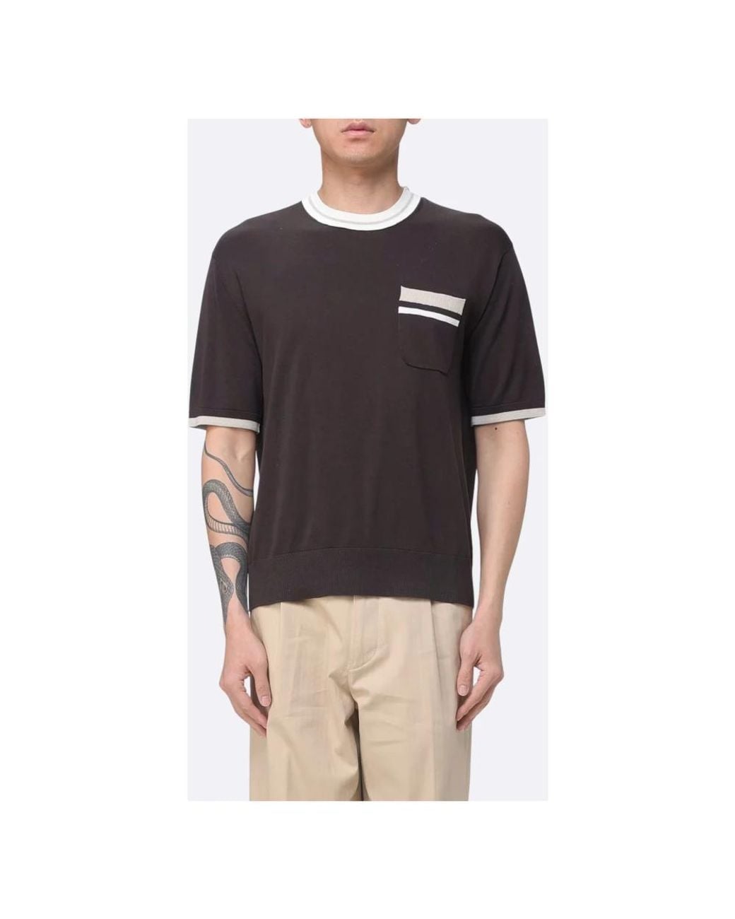 Paolo Pecora Black Round-Neck Knitwear for men