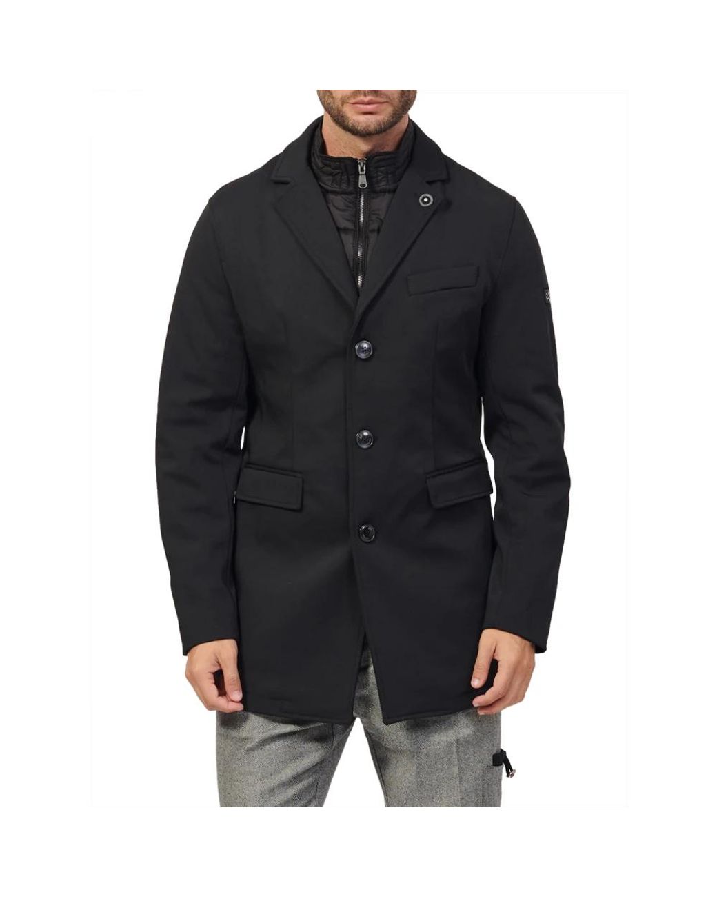 Yes Zee Black Single-Breasted Coats for men