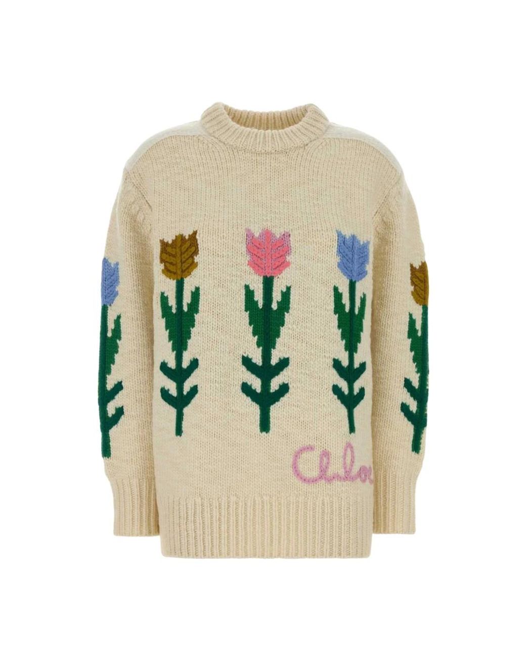 Chloé White Round-Neck Knitwear