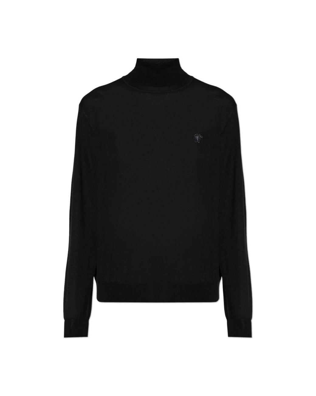 Versace Truien & Vesten ,Zwart ,Wol Turtleneck Met Medusa-Print in het Black voor heren