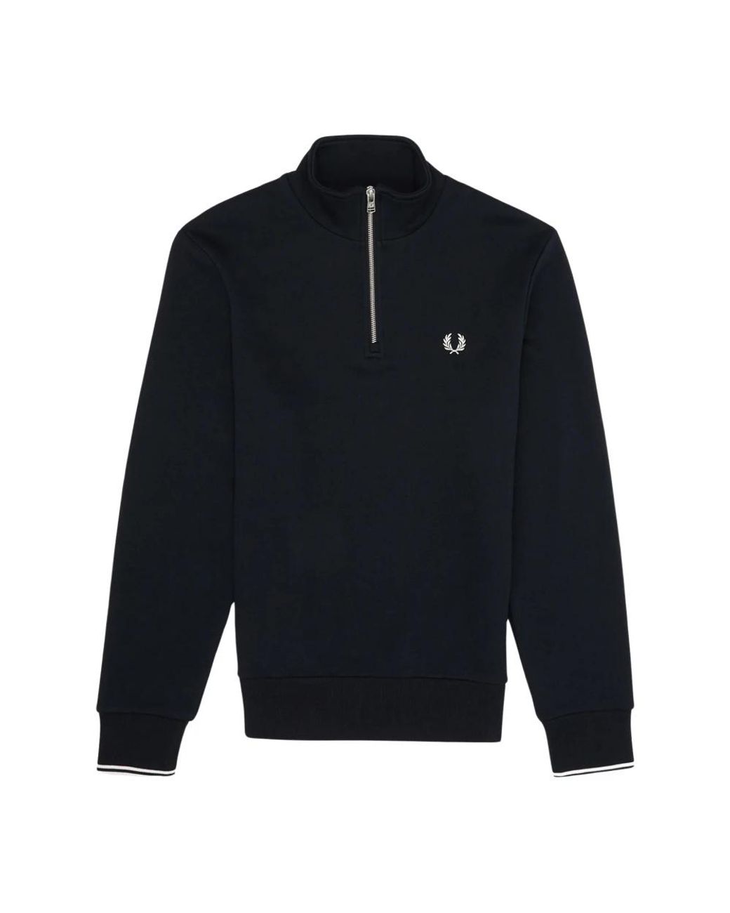 Fred Perry Hoodies & Sweatvesten ,Blauw ,Katoen Sweatshirt Met Halve Rits En Strepen Op De Rug in het Blue voor heren