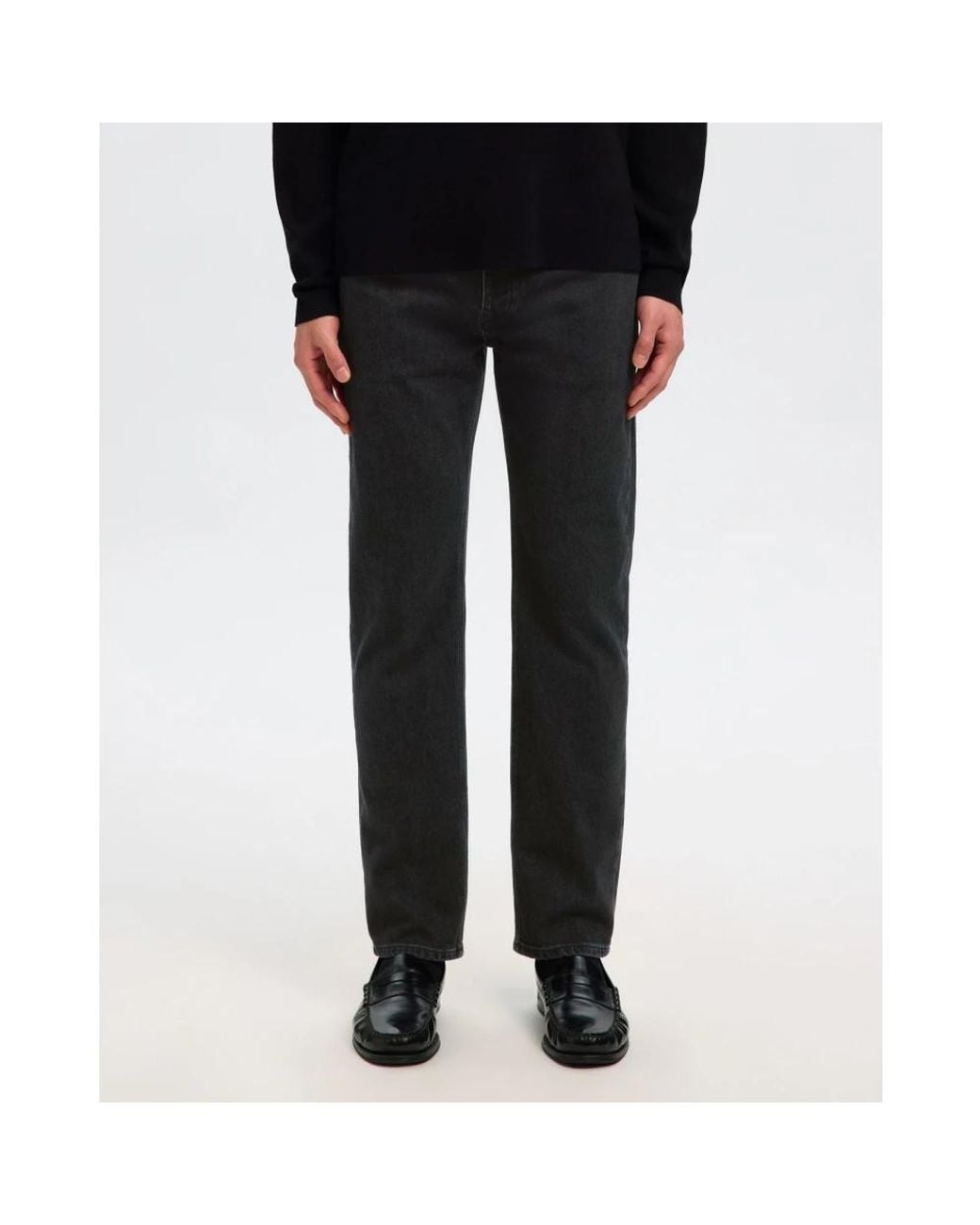 SELECTED Black Loose Fit Jeans for men