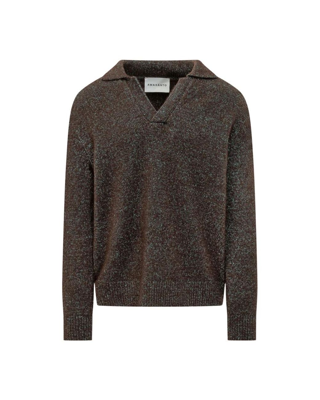 Amaranto Black V-Neck Knitwear for men