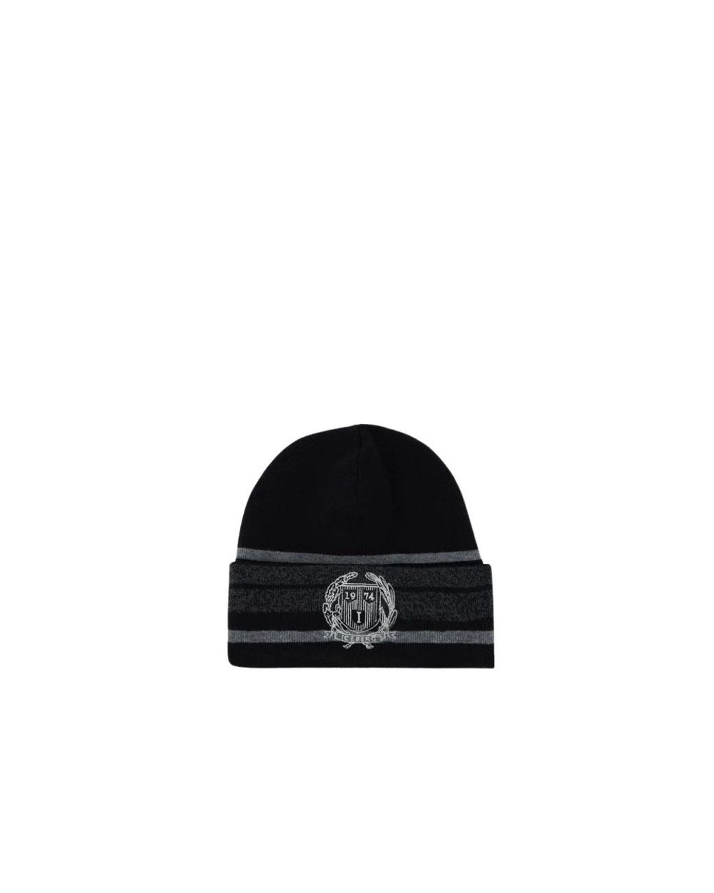 Iceberg Gemusterte Beanie in Black für Herren