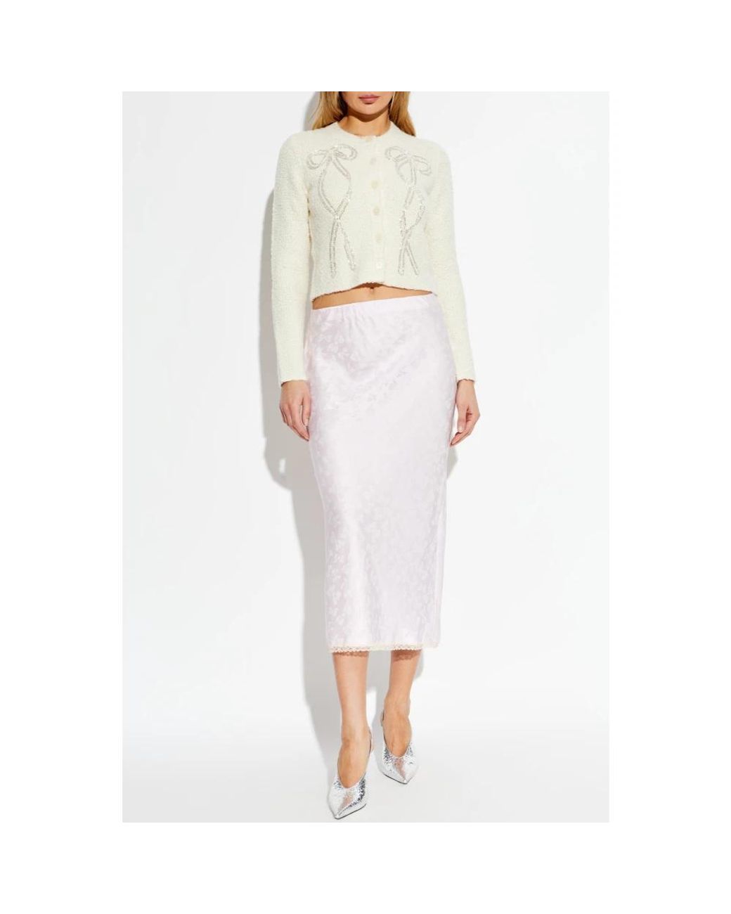 LoveShackFancy Truien & Vesten ,Wol Cardigan Leocadia in het White