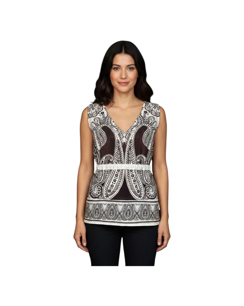 Ana Alcazar Black Sleeveless Tops