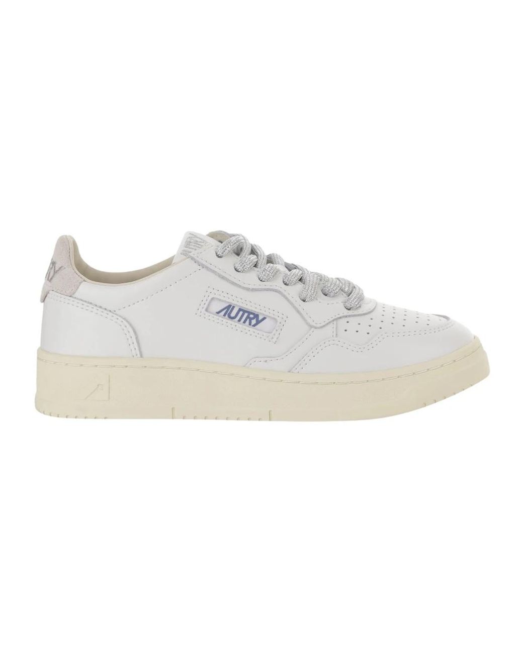 Autry White Low-Top Leather Sneakers With Contrast Heel Tab