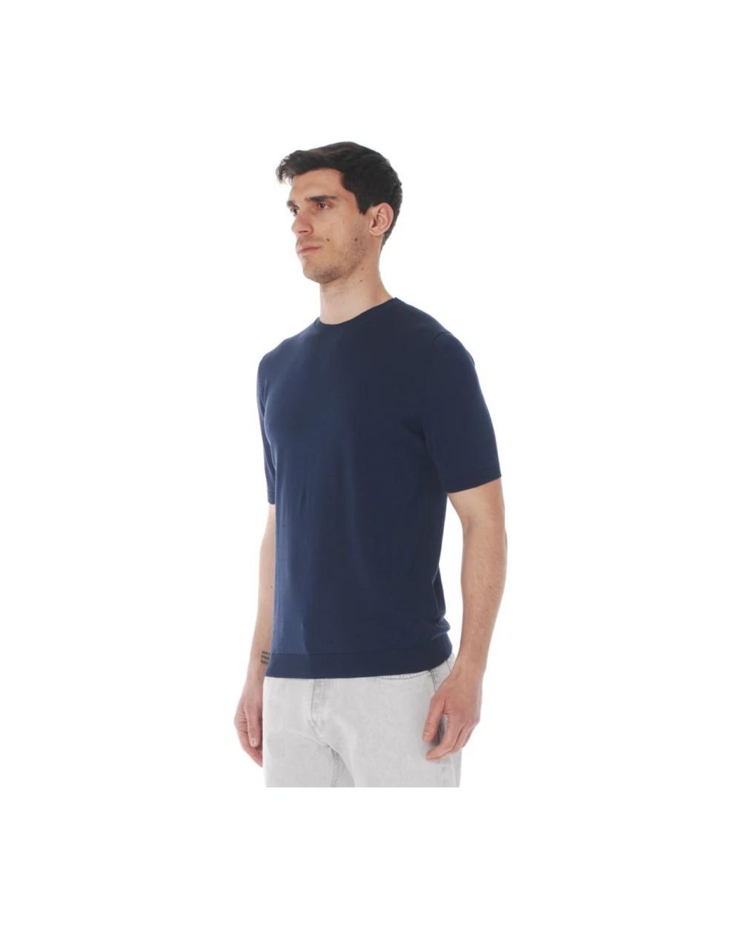 Irish Crone Blue Round-Neck Knitwear for men