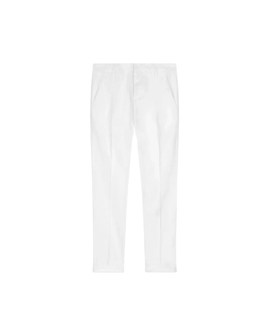 Dondup White Straight Trousers for men