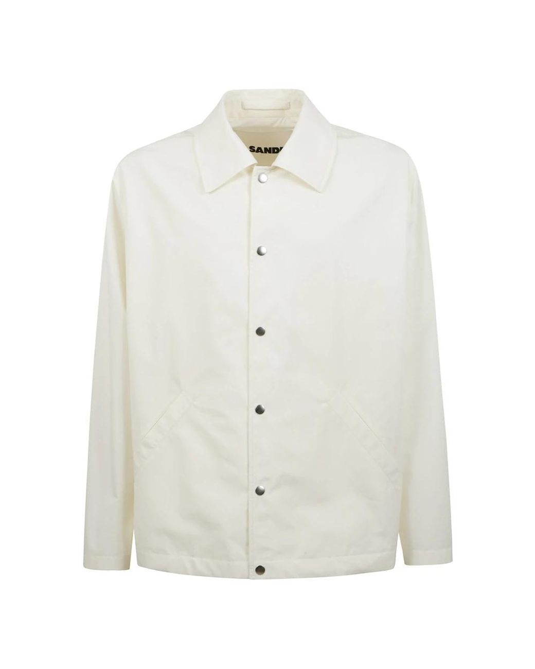 Jil Sander Jassen ,Katoen Lichte Katoenen Jas Met Bedrukt Logo in het White voor heren
