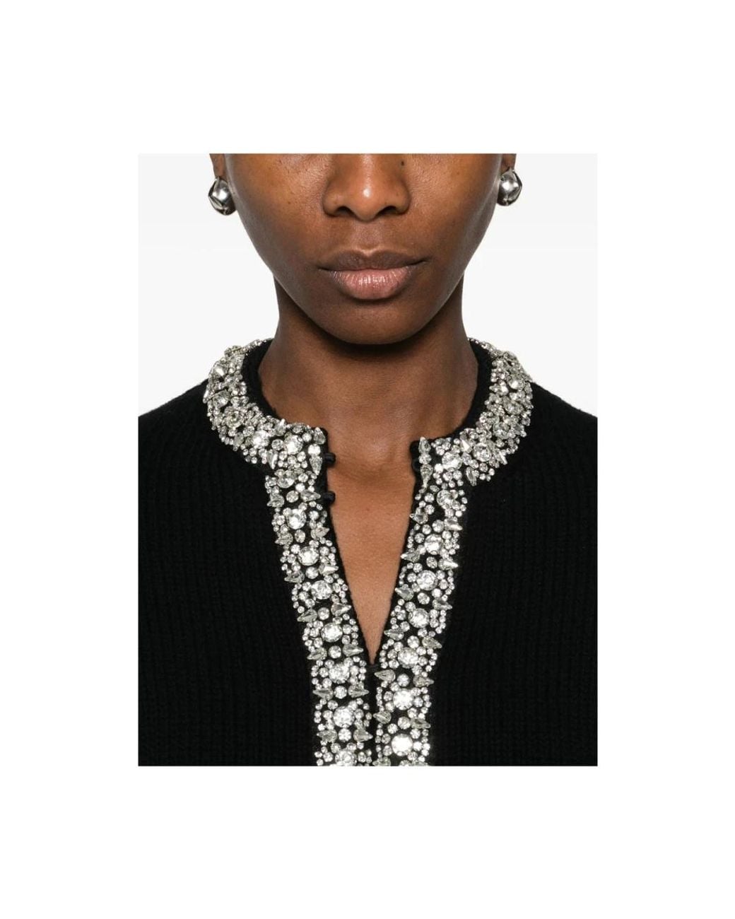 Ba&sh Truien & Vesten ,Zwart ,Katoen Louna Diamante Gebreid Vest in het Black