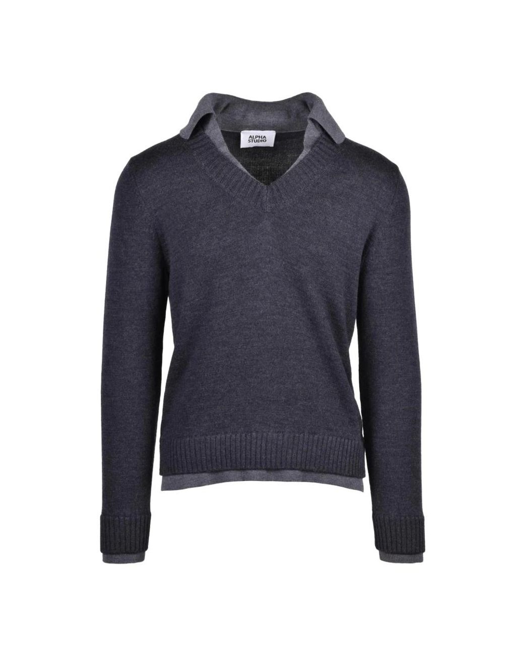Alpha Studio Blue V-Neck Knitwear for men