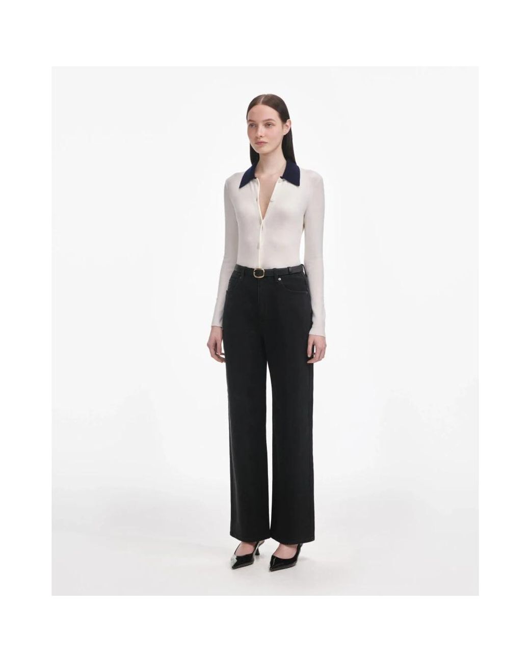 Self-Portrait Black Straight Jeans