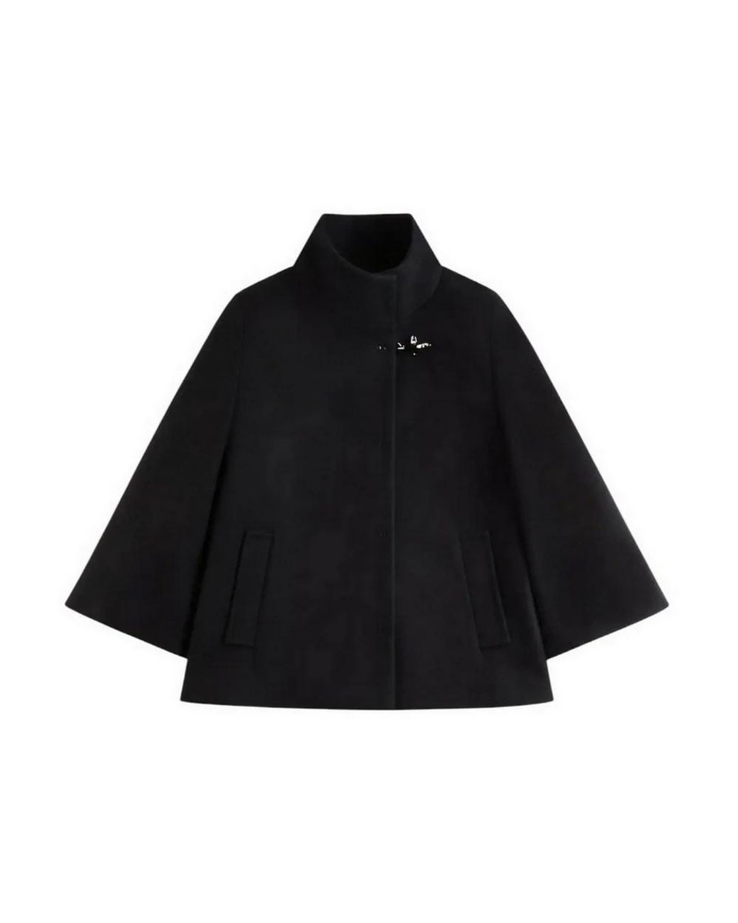 Abrigo Geométrico De Lana Con Mangas Tres Cuartos, Mujer, Talla Fay de color Black
