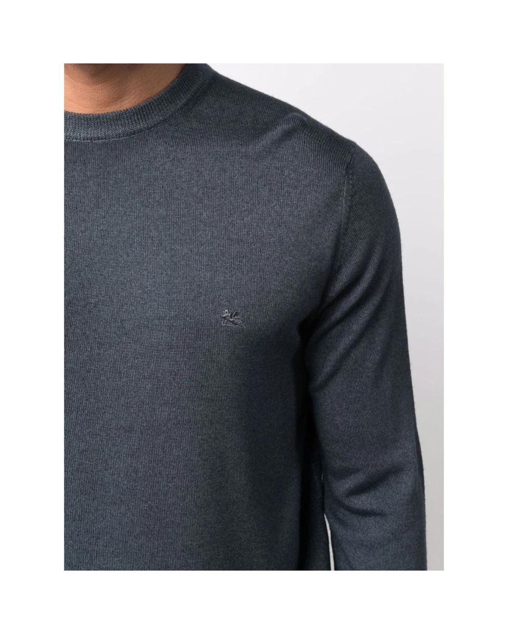 Etro Blue Round-Neck Knitwear for men