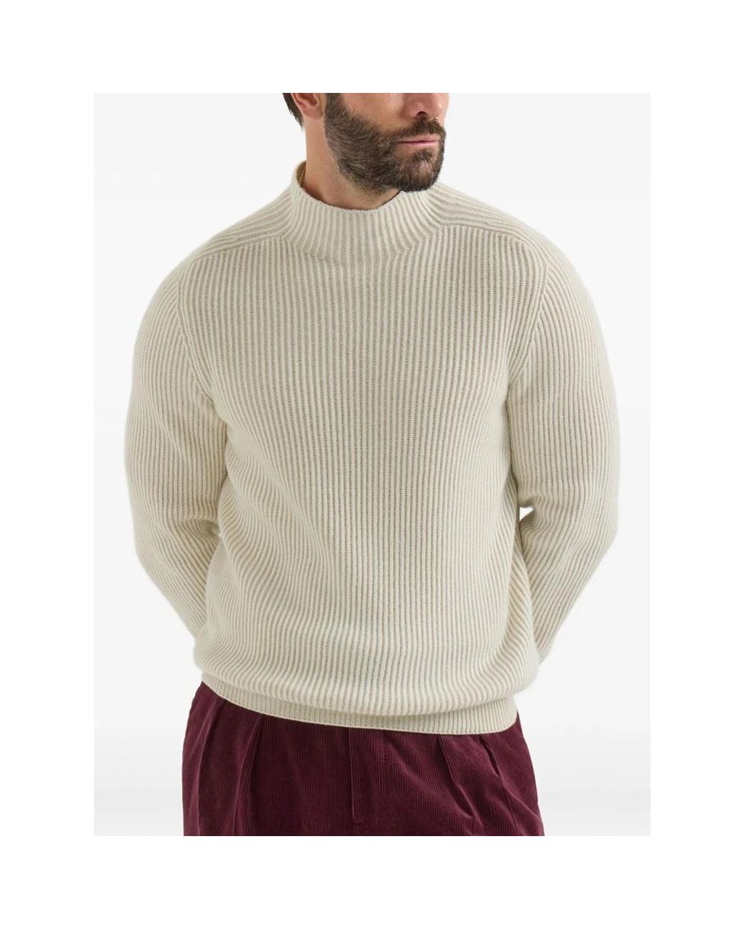 Brunello Cucinelli White Cashmere Knitwear for men