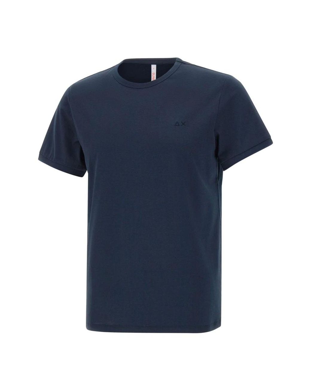 Sun 68 Tops ,Blauw ,Katoen Katoenen T-Shirt Met Geborduurd Logo in het Blue voor heren