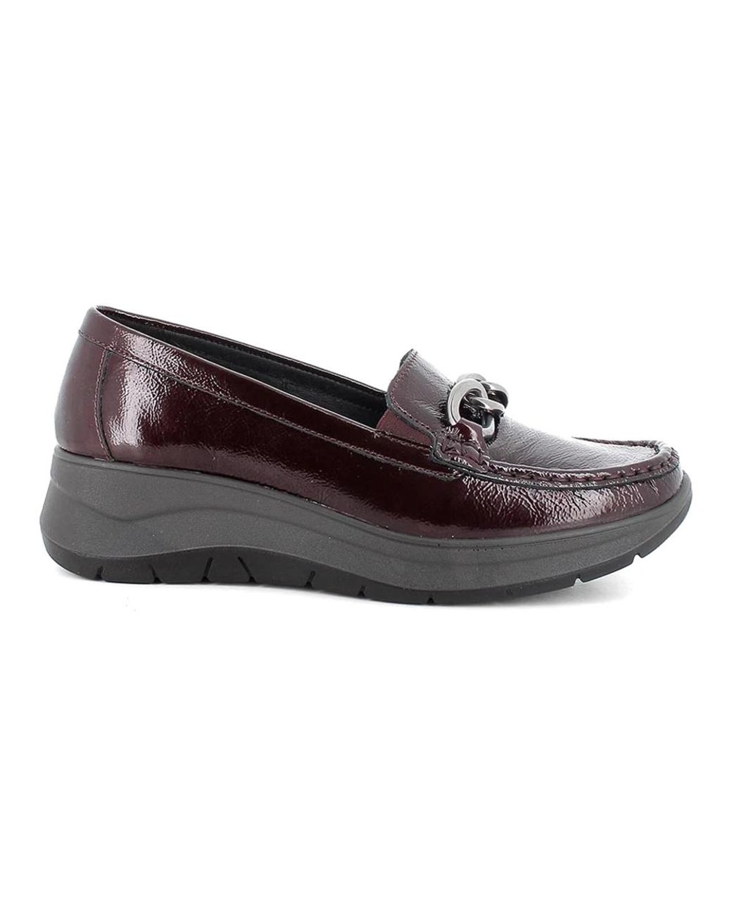 Igi&co Schoenen ,Rood ,Leer Bordeaux Leren Mocassins Met Sleehak in het Red