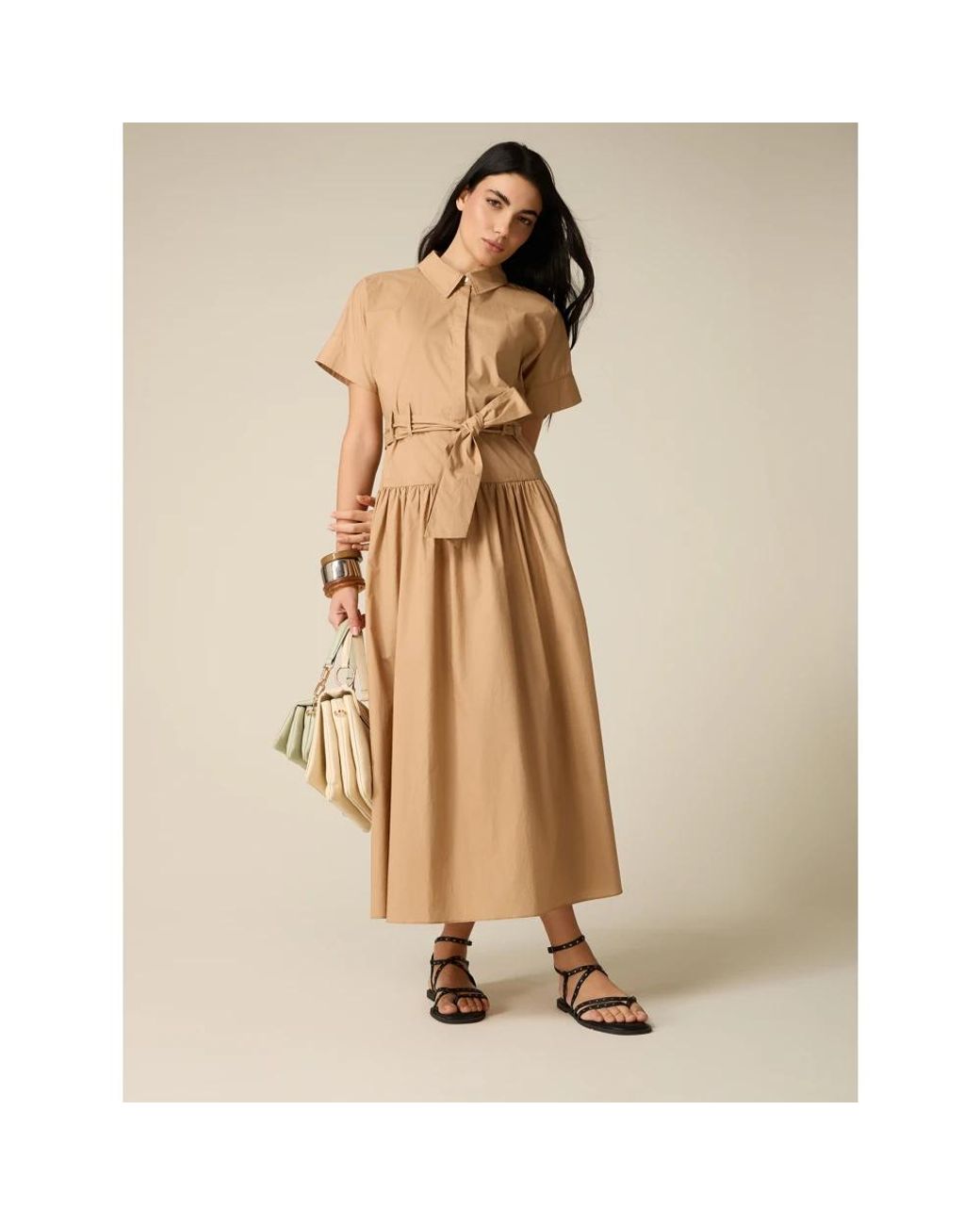 Midi Dresses Oltre de color Natural