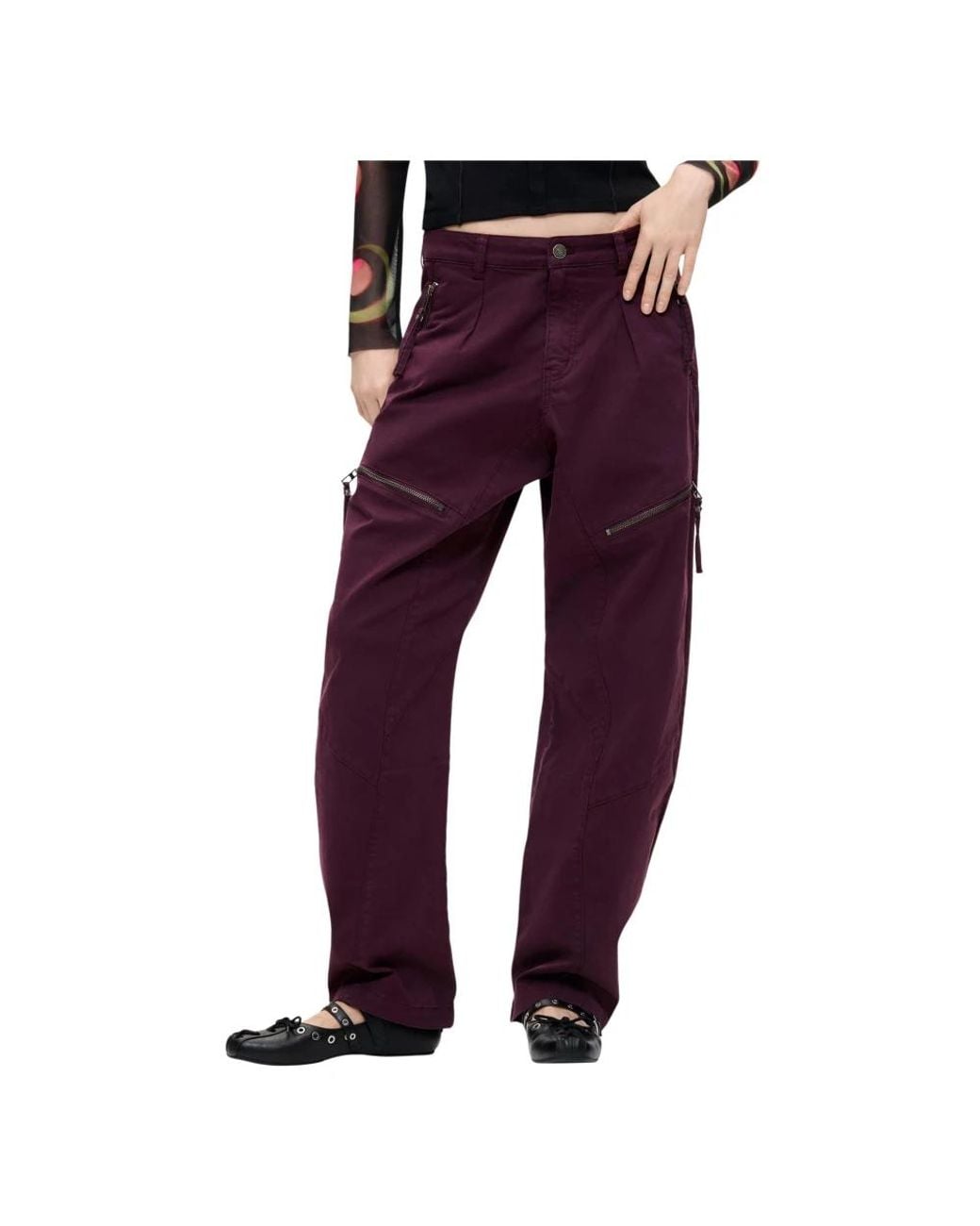 Desigual Purple Straight Trousers