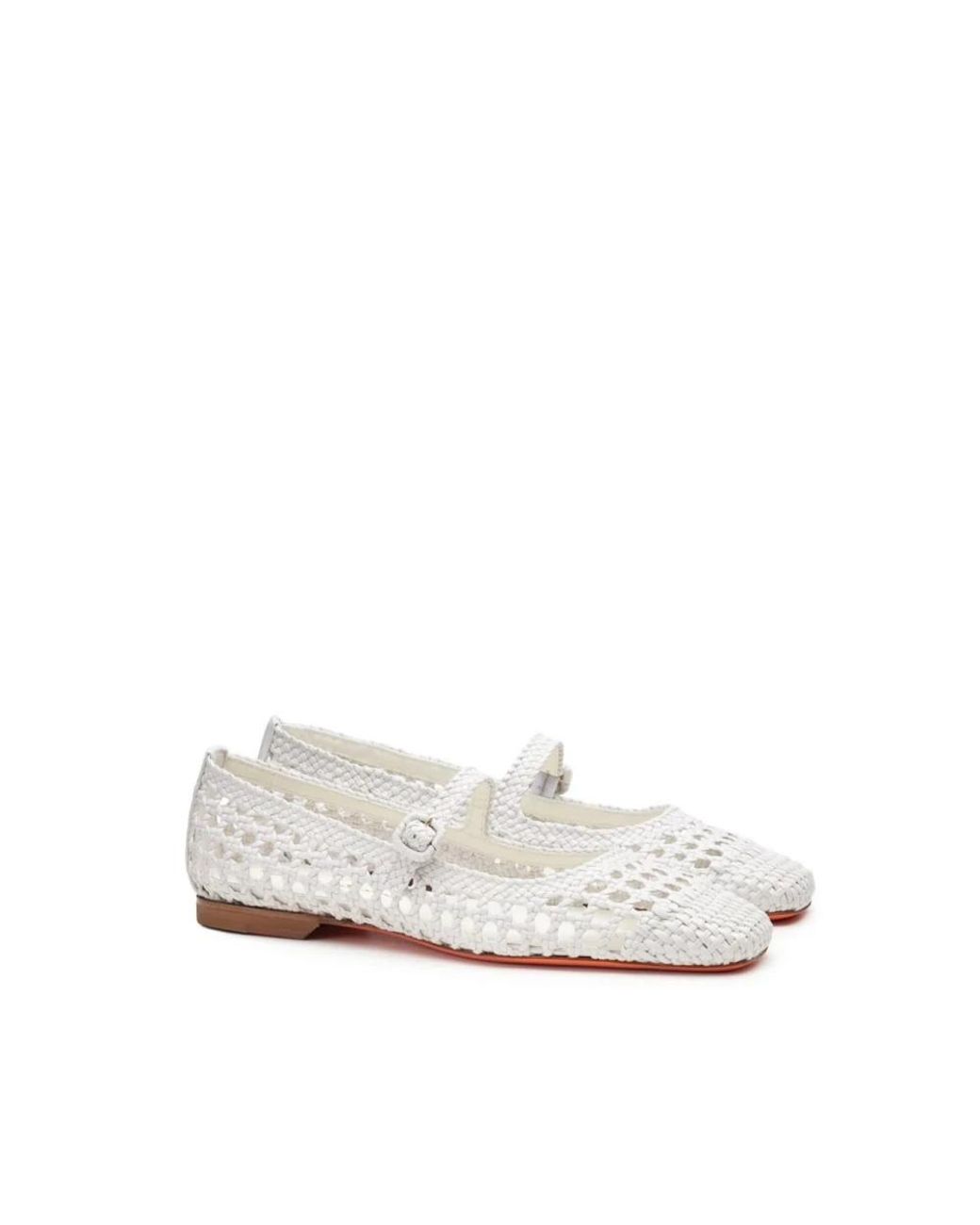 Santoni White Ballerina Shoes