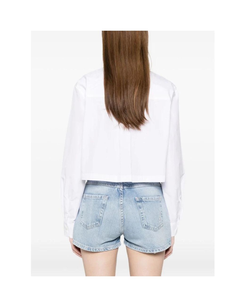 Maison Kitsuné Baby Fox Cropped Shirt in het White