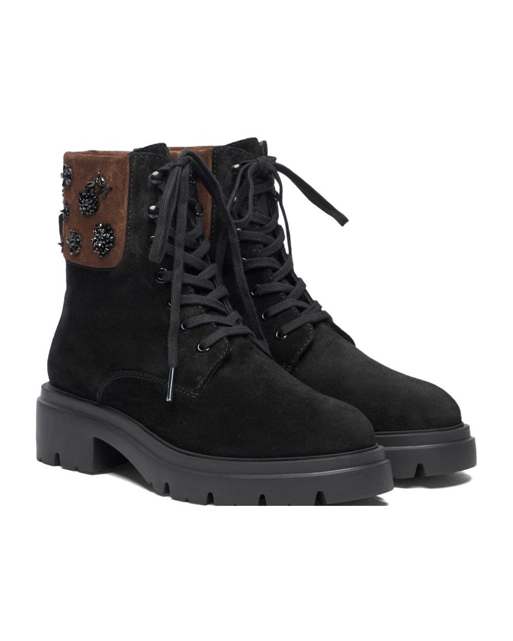 Stuart Weitzman Black Lace-Up Boots