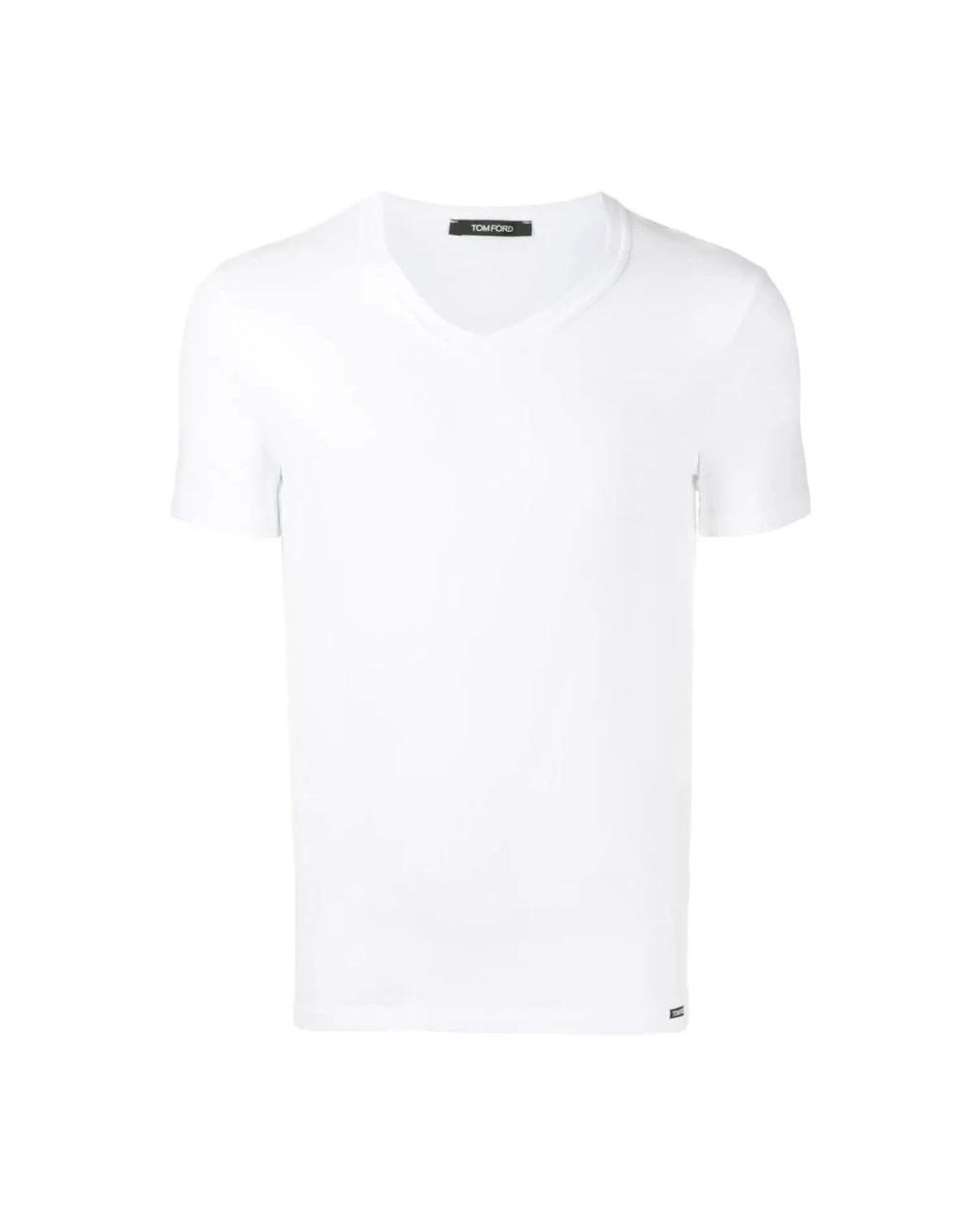 Tom Ford Tops ,Wit ,Katoen V-Hals Katoenen Stretch T-Shirt in het White voor heren