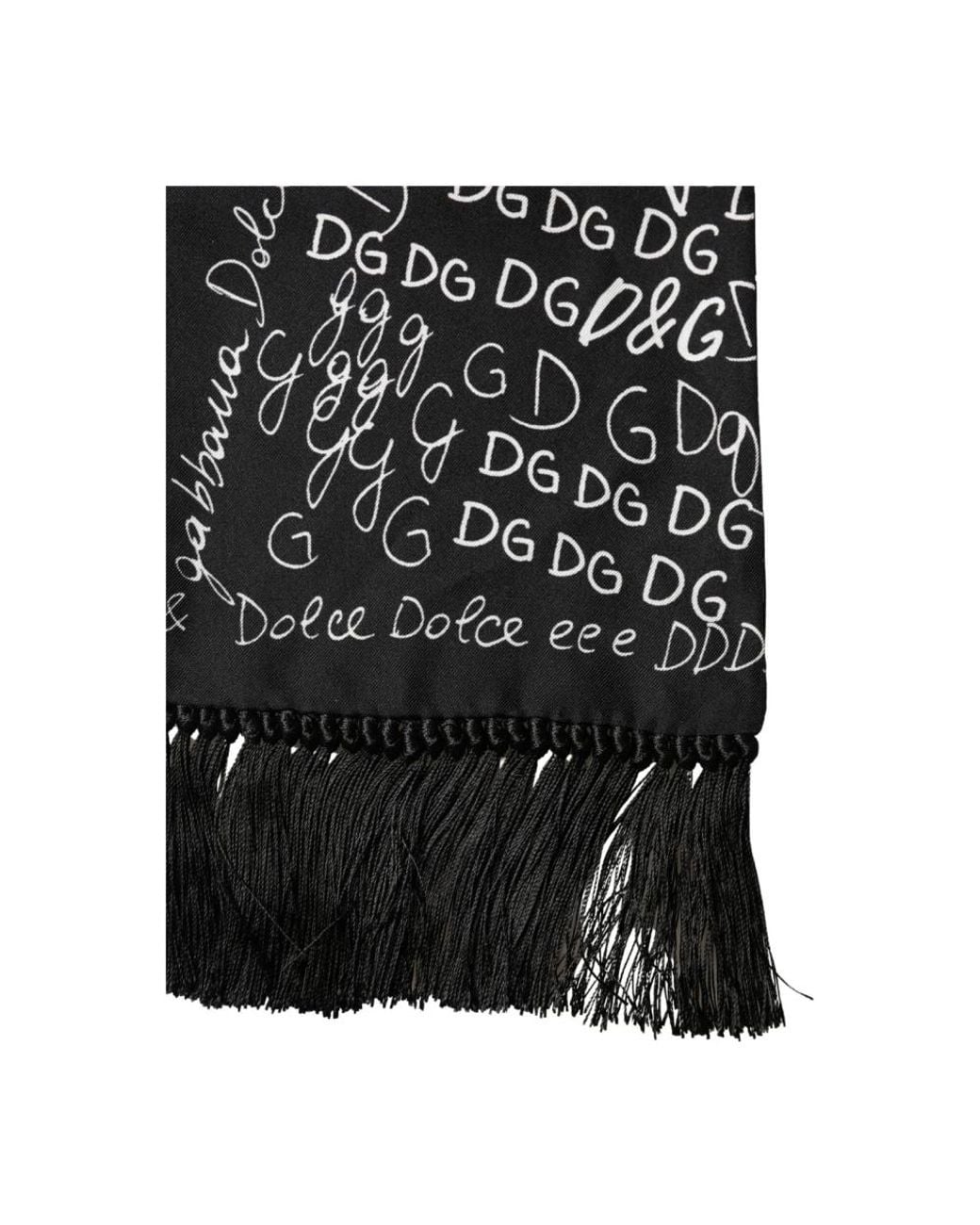 Dolce & Gabbana Black Silky Scarves for men
