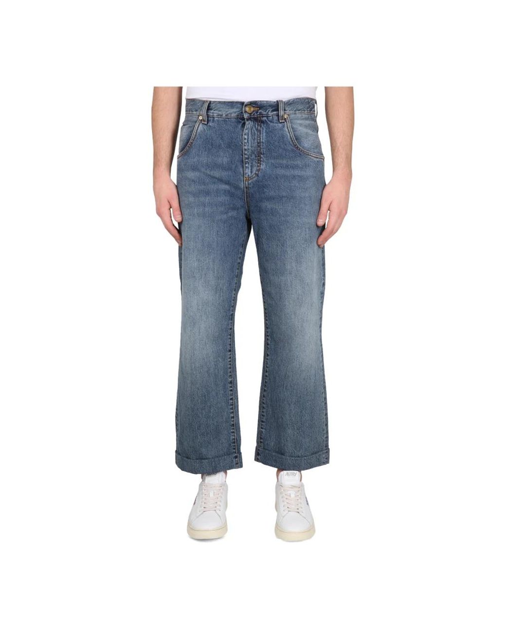 Etro Blue Cropped Jeans for men