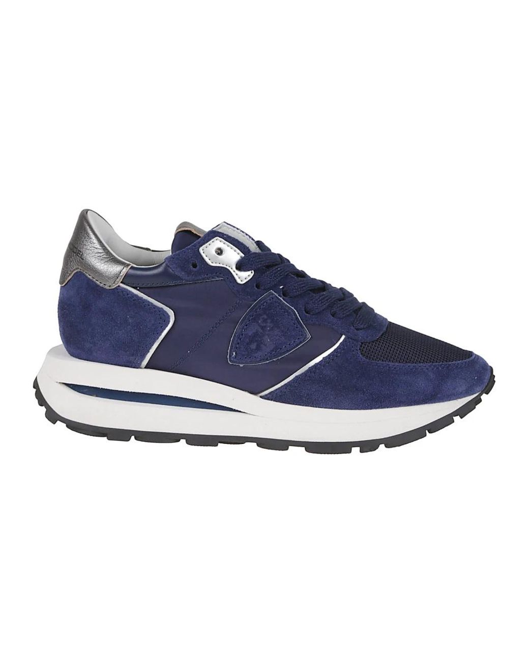 Philippe Model Schoenen ,Blauw ,Leer Blauwe Sneakers Voor Vrouwen Ss 25 in het Blue