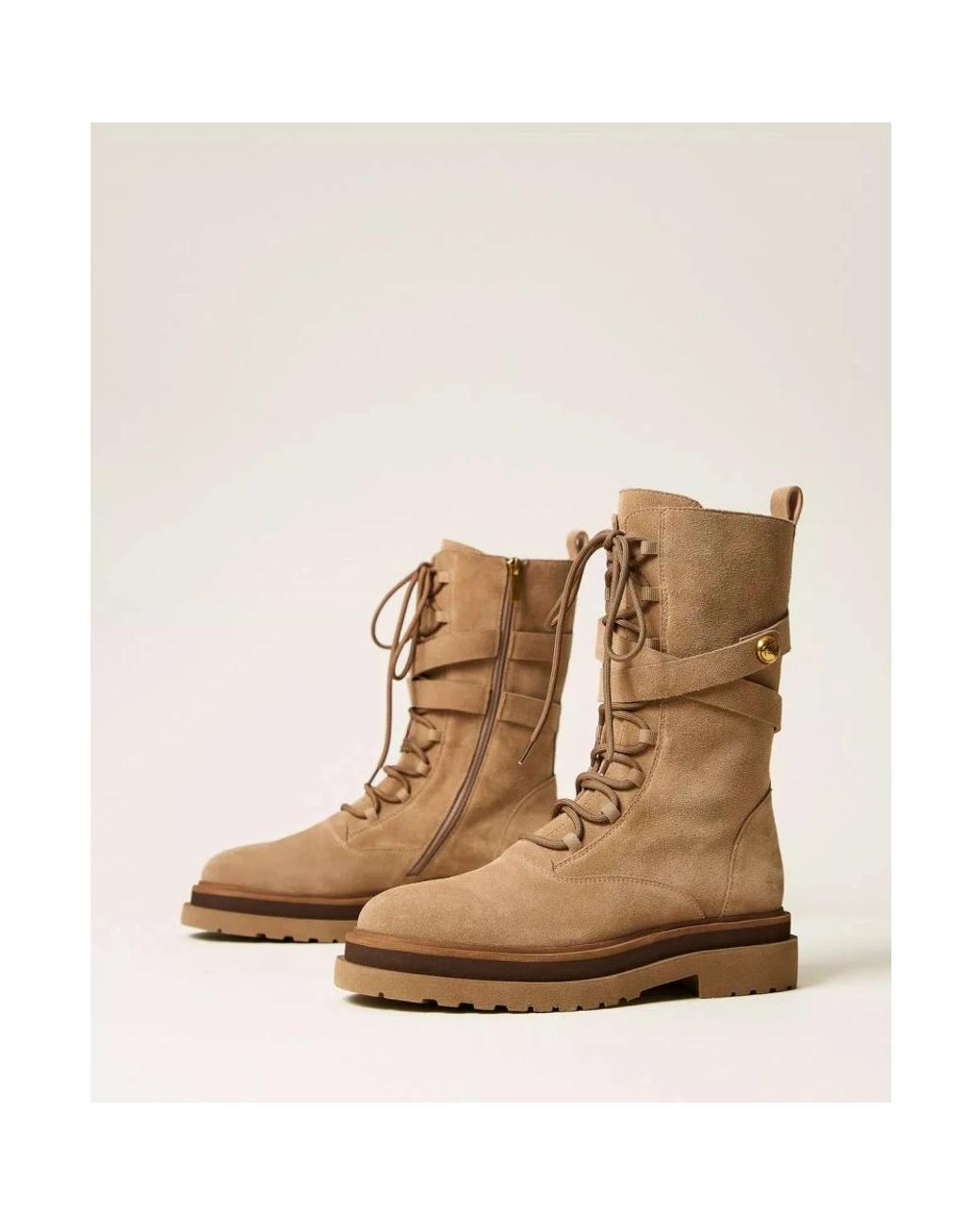 Twinset Brown Lace-Up Boots