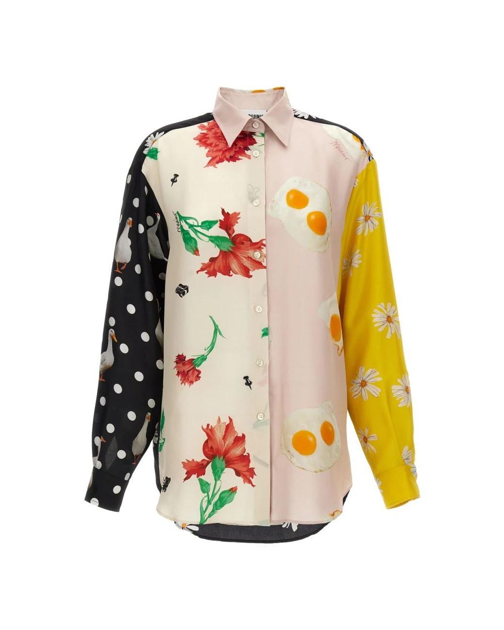 Moschino Multicolor Patchwork Seidenhemd
