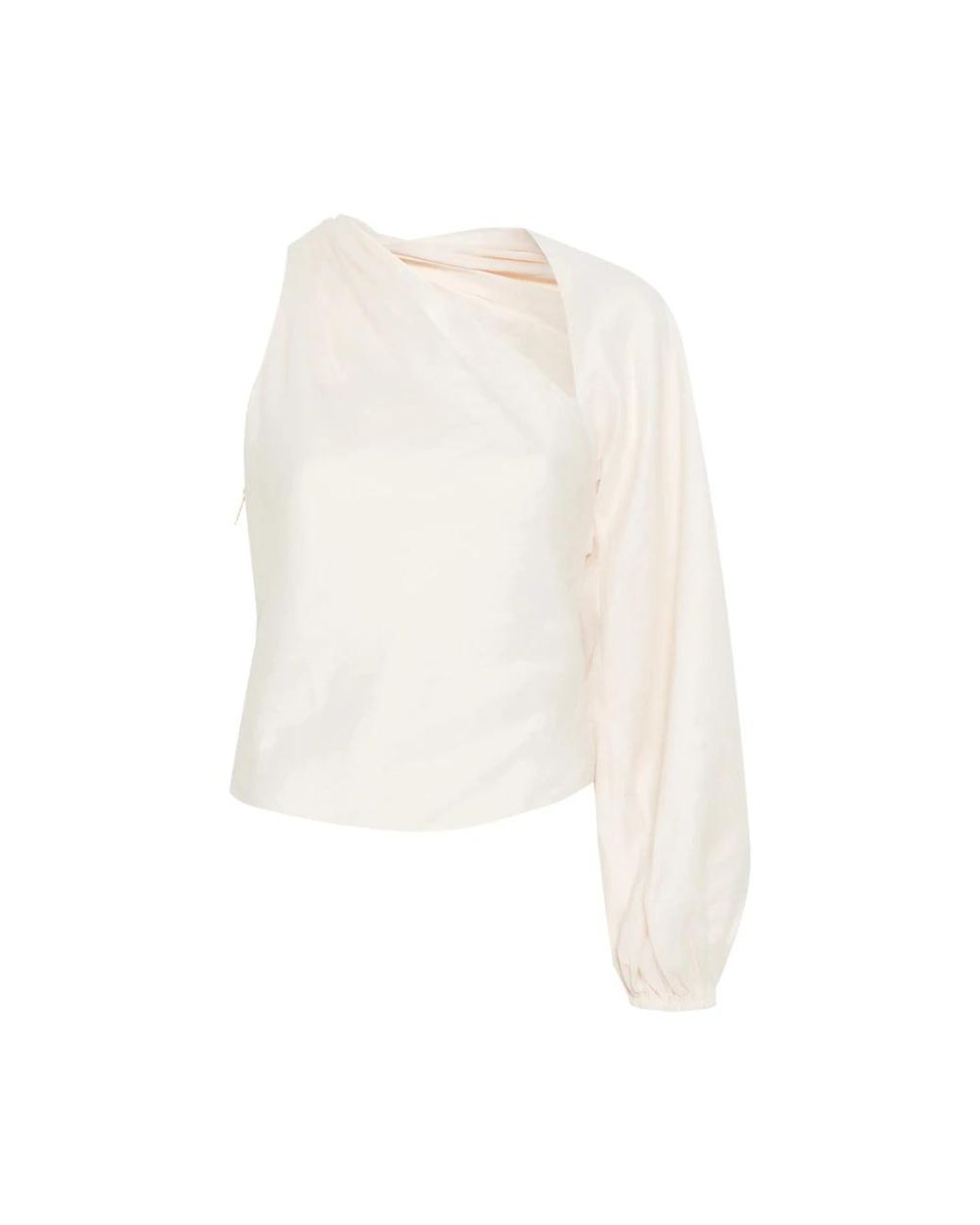Self-Portrait Draped Sleeve Top in het White