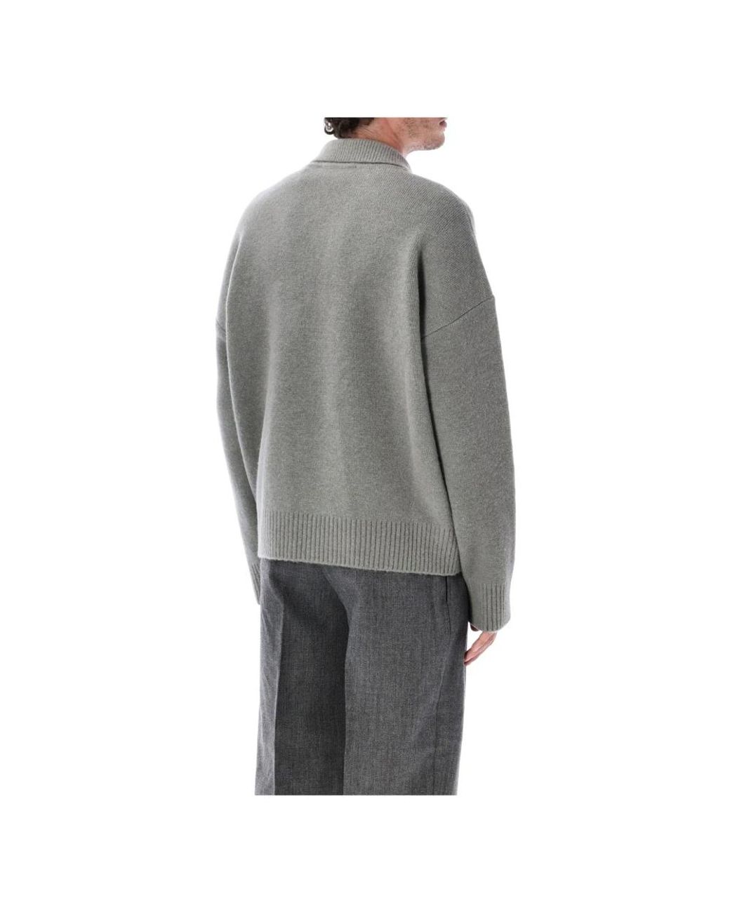 AMI Gray Round-Neck Knitwear for men