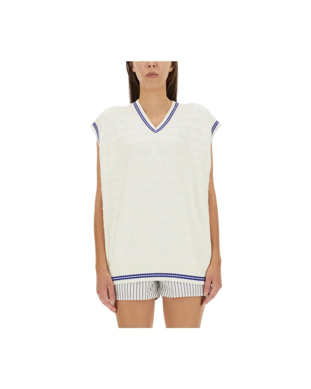 Alexander Wang White V-Neck Knitwear