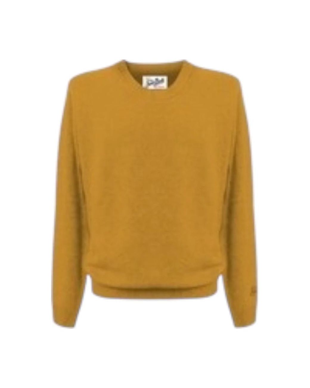 Mc2 Saint Barth Yellow Round-Neck Knitwear for men
