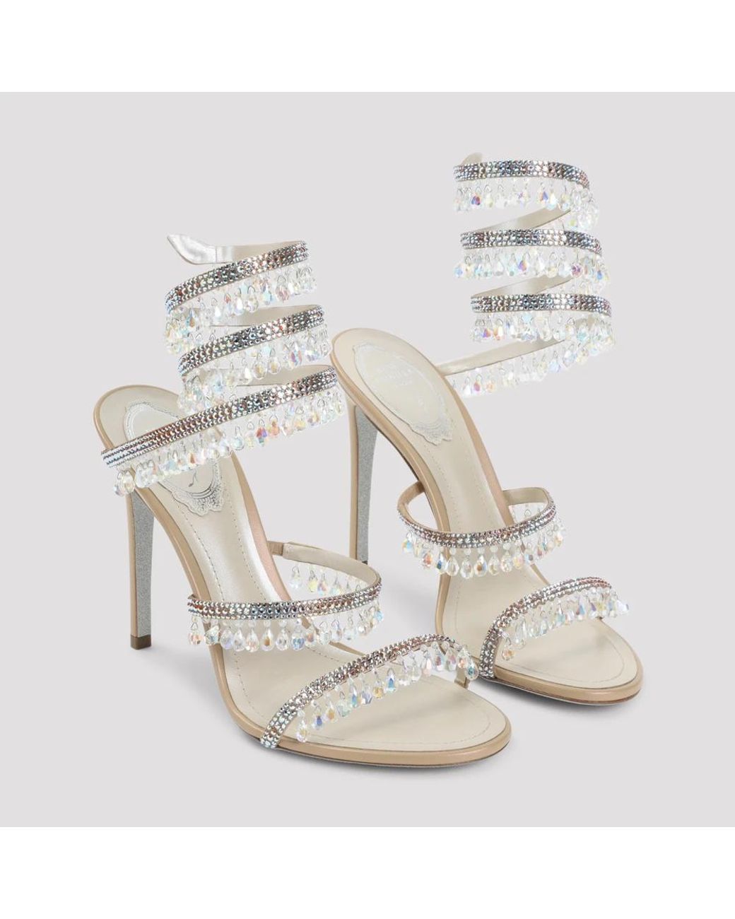 Rene Caovilla White High Heel Sandals